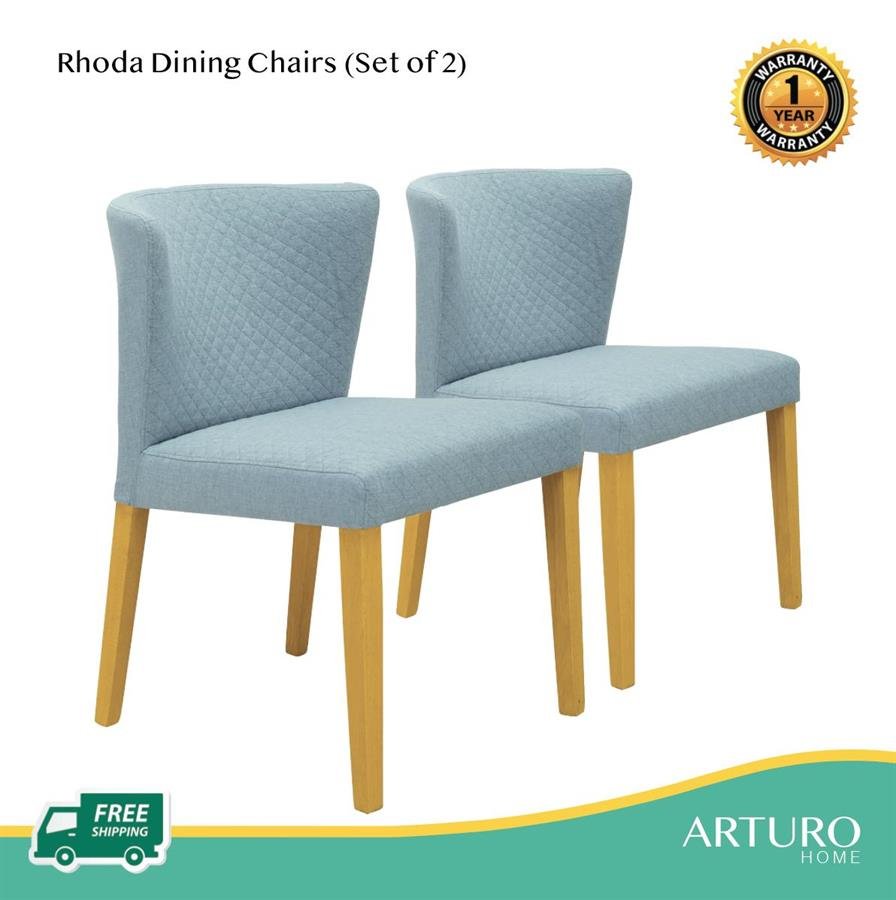 Arturo - Rhoda Dining Chairs (Set of 2) Side Chair/ Fabric Chair/ Solid Wood Chair/ Blue Chair/ Black Chair/ Brown Chair (FREE Shipping to West Malaysia)