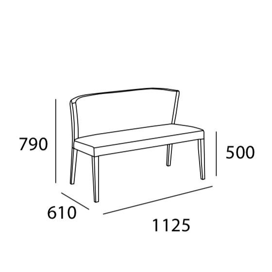 Arturo - Rhoda Dining Bench with Back Rest (1.1m)/  Solid Wood Bech/ Fabric Bench/ Blue Bench/ Black Bench/ Brown Bench (FREE Shipping to West Malaysia)