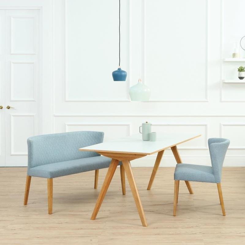 Arturo - Rhoda Dining Bench with Back Rest (1.1m)/  Solid Wood Bech/ Fabric Bench/ Blue Bench/ Black Bench/ Brown Bench (FREE Shipping to West Malaysia)