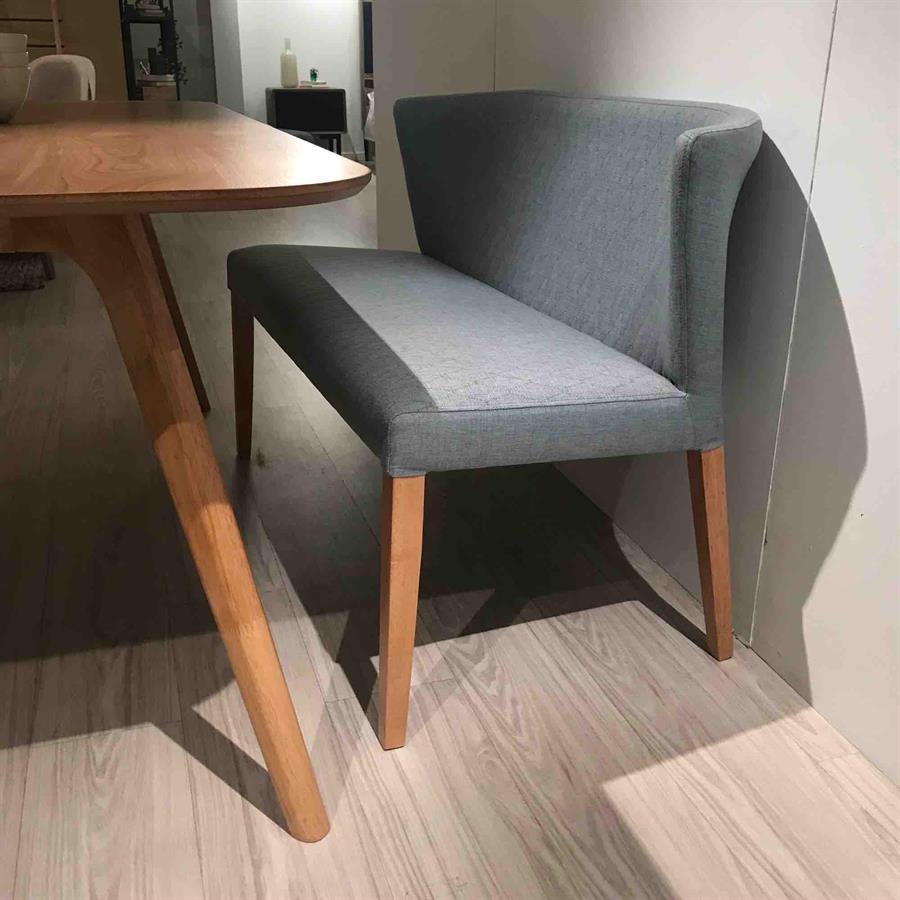 Arturo - Rhoda Dining Bench with Back Rest (1.1m)/  Solid Wood Bech/ Fabric Bench/ Blue Bench/ Black Bench/ Brown Bench (FREE Shipping to West Malaysia)