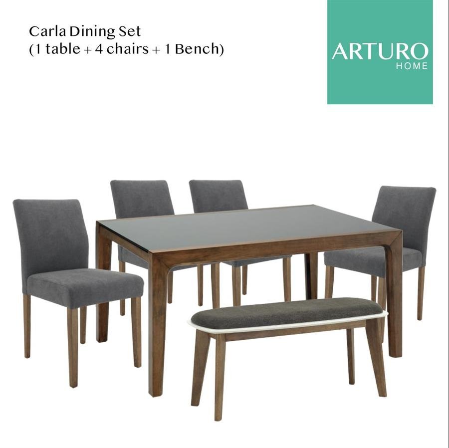 Arturo Carla Dining Set (1 Dining Table + 4 Dining Chairs + 1 Bench)