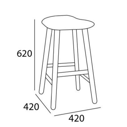 Arturo - Bono Counter Stool/ Counter Height Stool/ Solid Wood Stool/ Brown Stool/ Color Stool/ Curved Seating (FREE Shipping to West Malaysia)