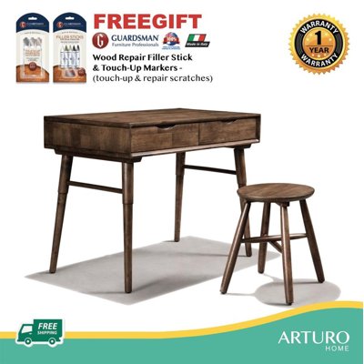 Arturo - Torio Writing Desk + Tedo Stool Set/ Writing Table/ Computer Table/ Solid Wood Desk/ Study Table (FREE Shipping to West Malaysia)