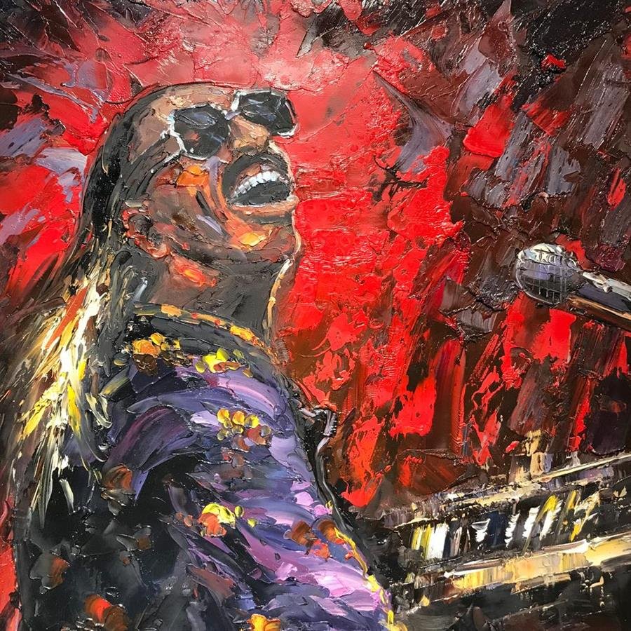 Arturo Oil Painting Stevie Wonder