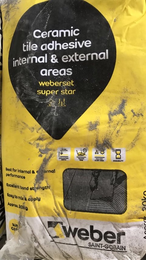 Weberset Super Star Ceramic Tile Adhesive Internal And External Areas