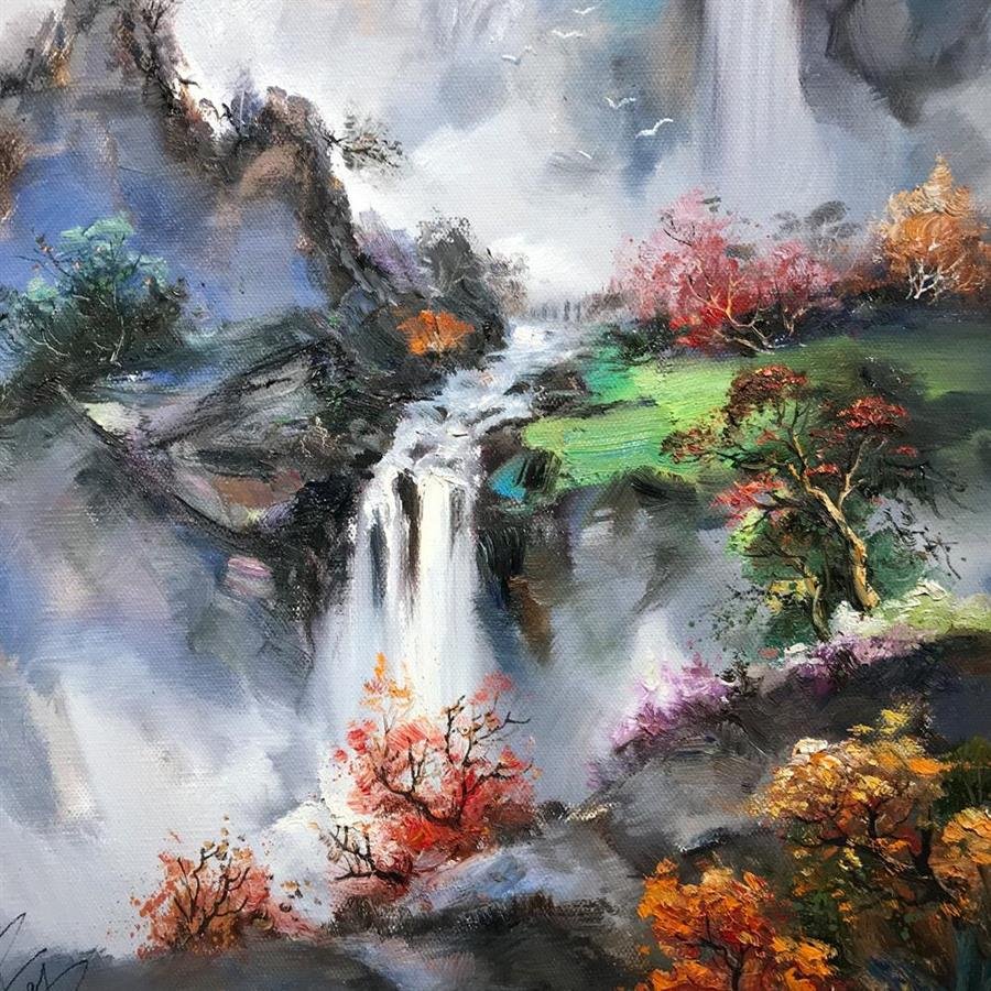 Arturo Oil Painting Ancient Waterfall