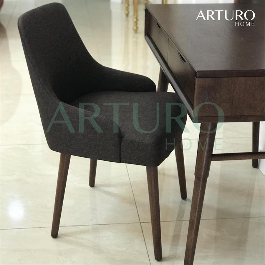 Arturo - Melanie Dining Chair/ Fabric Chair/ Arm Chair/ Dark Brown Chair/ Dining Chair with Arm Rest (FREE Shipping to West Malaysia)