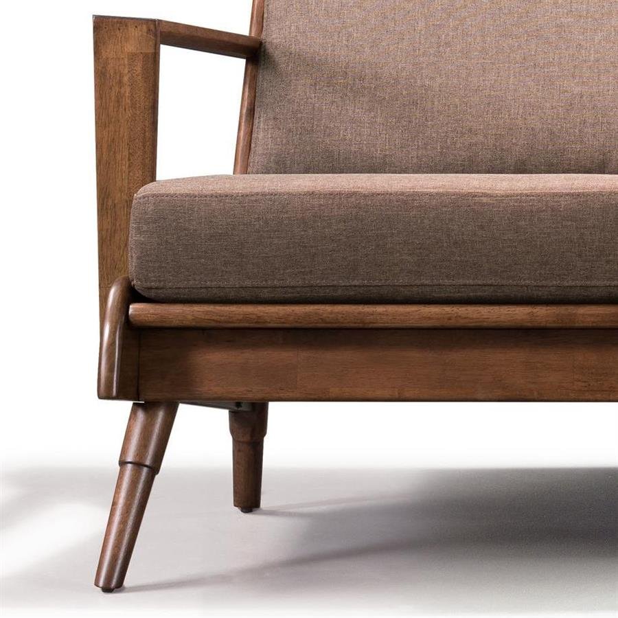 Arturo - Brendo 1 Seater Sofa/ Arm Chair/ Brown Fabric Sofa/ Mid-century Design/ Retro/ Solid Wood (FREE Shipping to West Malaysia