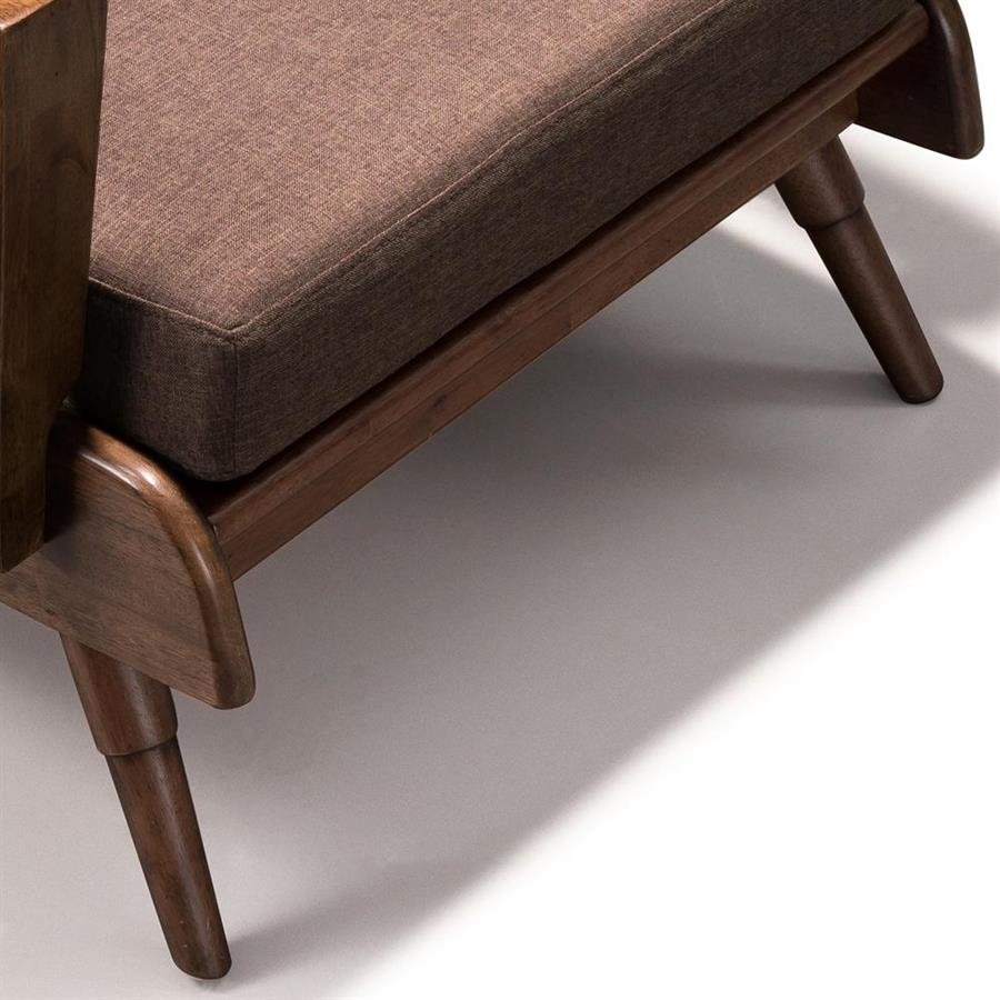 Arturo - Brendo 1 Seater Sofa/ Arm Chair/ Brown Fabric Sofa/ Mid-century Design/ Retro/ Solid Wood (FREE Shipping to West Malaysia