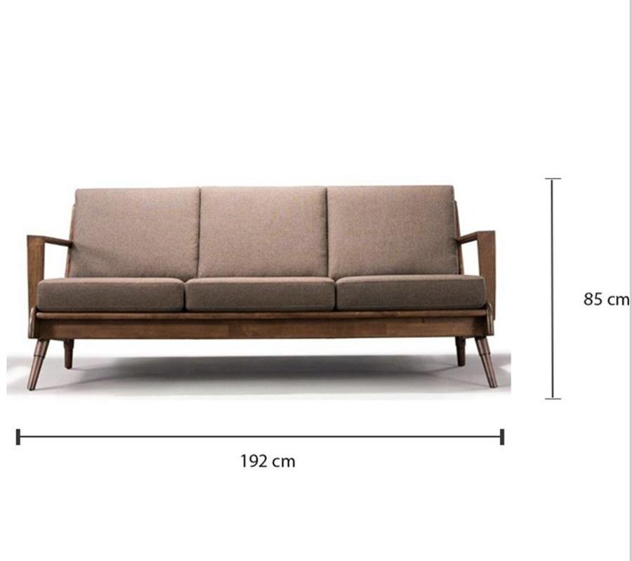 Arturo - Brendo 3 Seater Sofa/ Brown Fabric Sofa/ Mid-century design/ Retro/ Solid Wood (FREE Shipping to West Malaysia)