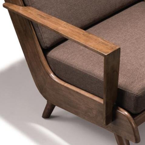 Arturo - Brendo 3 Seater Sofa/ Brown Fabric Sofa/ Mid-century design/ Retro/ Solid Wood (FREE Shipping to West Malaysia)