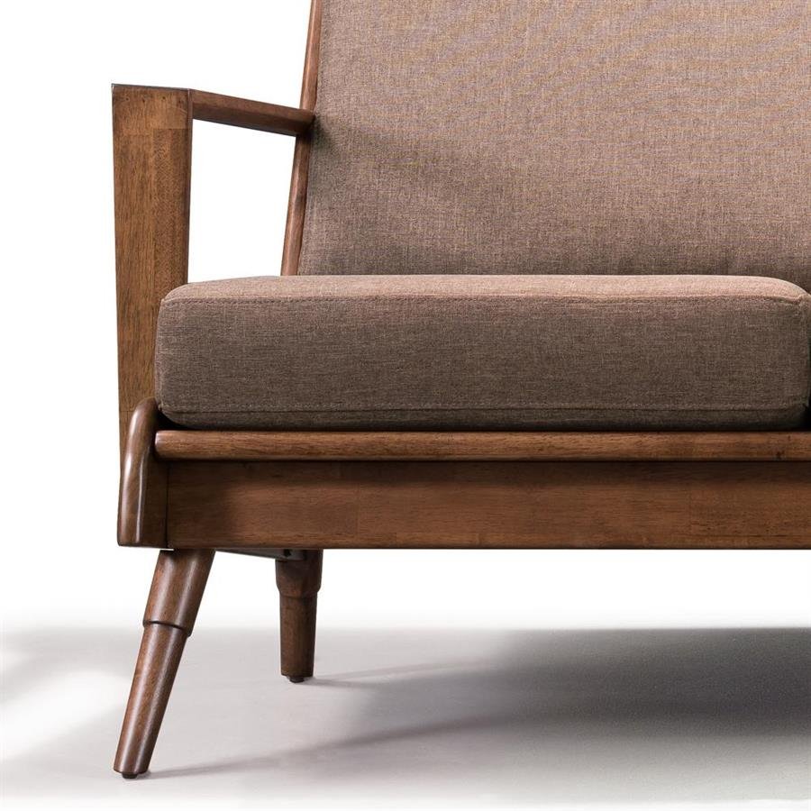 Arturo - Brendo 3 Seater Sofa/ Brown Fabric Sofa/ Mid-century design/ Retro/ Solid Wood (FREE Shipping to West Malaysia)