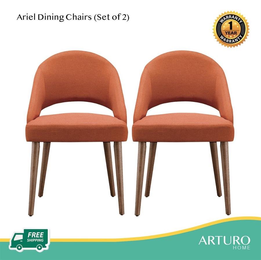 Arturo - Ariel Dining Chair (Set of 2)/ Fabric Chair/ Arm Chair/ Dining Chair with Arm Rest/ Orange Chair (FREE Shipping to West Malaysia)