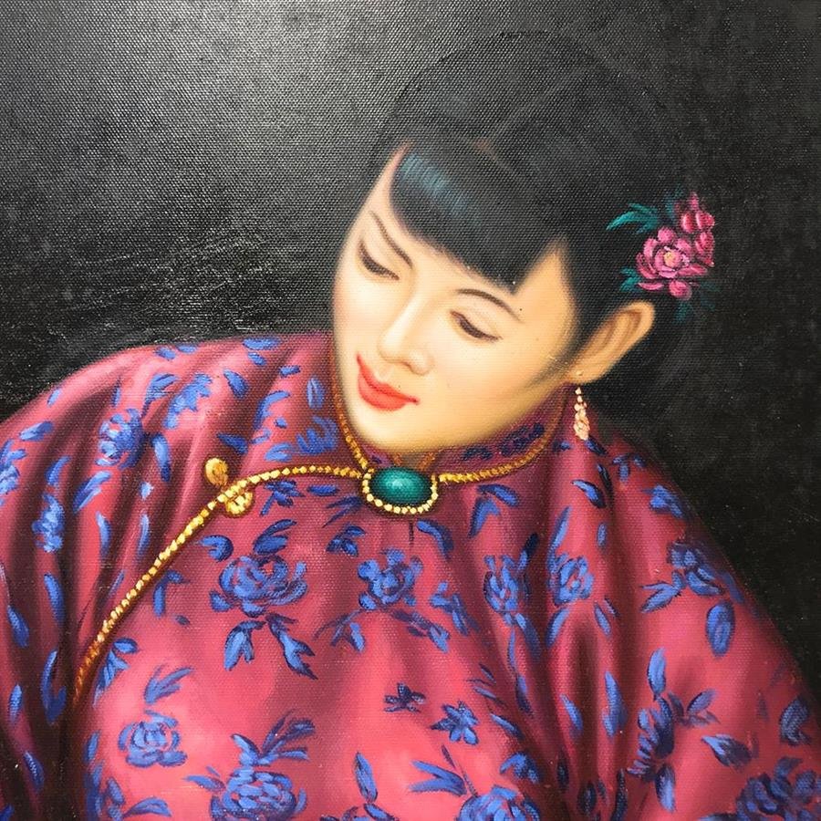 Arturo Oil Painting Oriental Lady With Cats