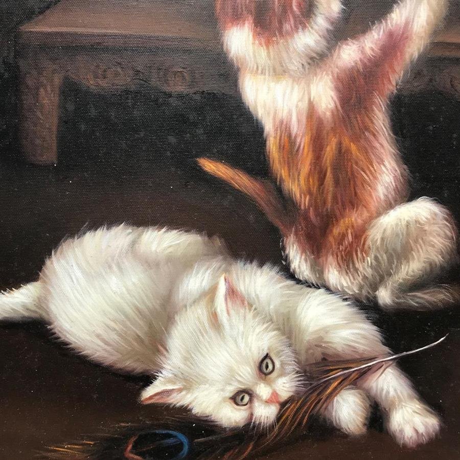 Arturo Oil Painting Oriental Lady With Cats