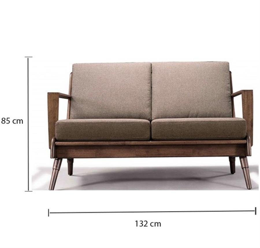 Arturo - Brendo 2 Seater Sofa/ Love Seat/ Brown Fabric Sofa/ Mid-century Design/ Retro/ Solid Wood (FREE Shipping to West Malaysia)