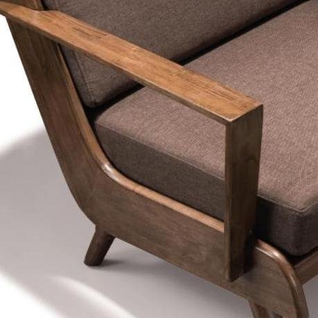 Arturo - Brendo 2 Seater Sofa/ Love Seat/ Brown Fabric Sofa/ Mid-century Design/ Retro/ Solid Wood (FREE Shipping to West Malaysia)