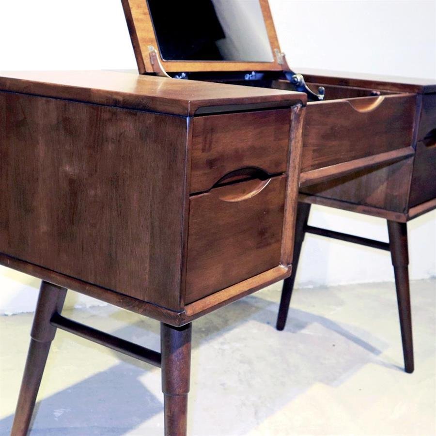 Arturo - Paula Dressing Table with Retractable Mirror/ Vanity Table/ Make Up Table/ Solid Wood/ Mid-century Design/ Retro Design (FREE Shipping to West Malaysia)