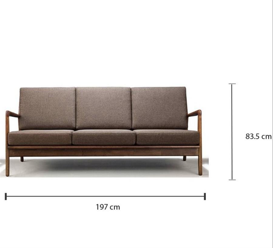 Arturo - Jacobe 3 Seater Sofa/ Mid-century design/ Retro/ Solid Wood/ Walnut Brown/ Brown Fabric (FREE Delivery to West Malaysia)