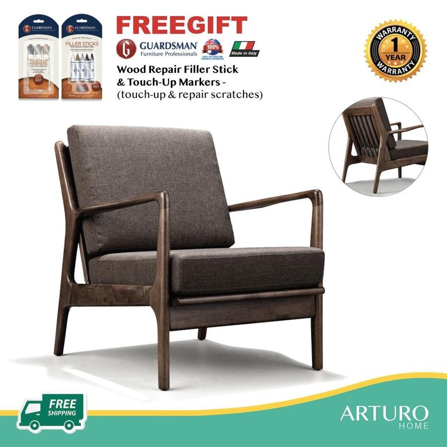 Arturo - Jacobe 1 Seater Sofa/ Arm Chair/ Single Seater/ Mid-century Design/ Retro/ Solid Wood Sofa/ Fabric Sofa (FREE Shipping to West Malaysia)