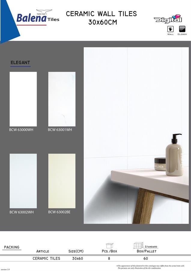 Balena Ceramic Wall Tiles 30X60cm Elegant