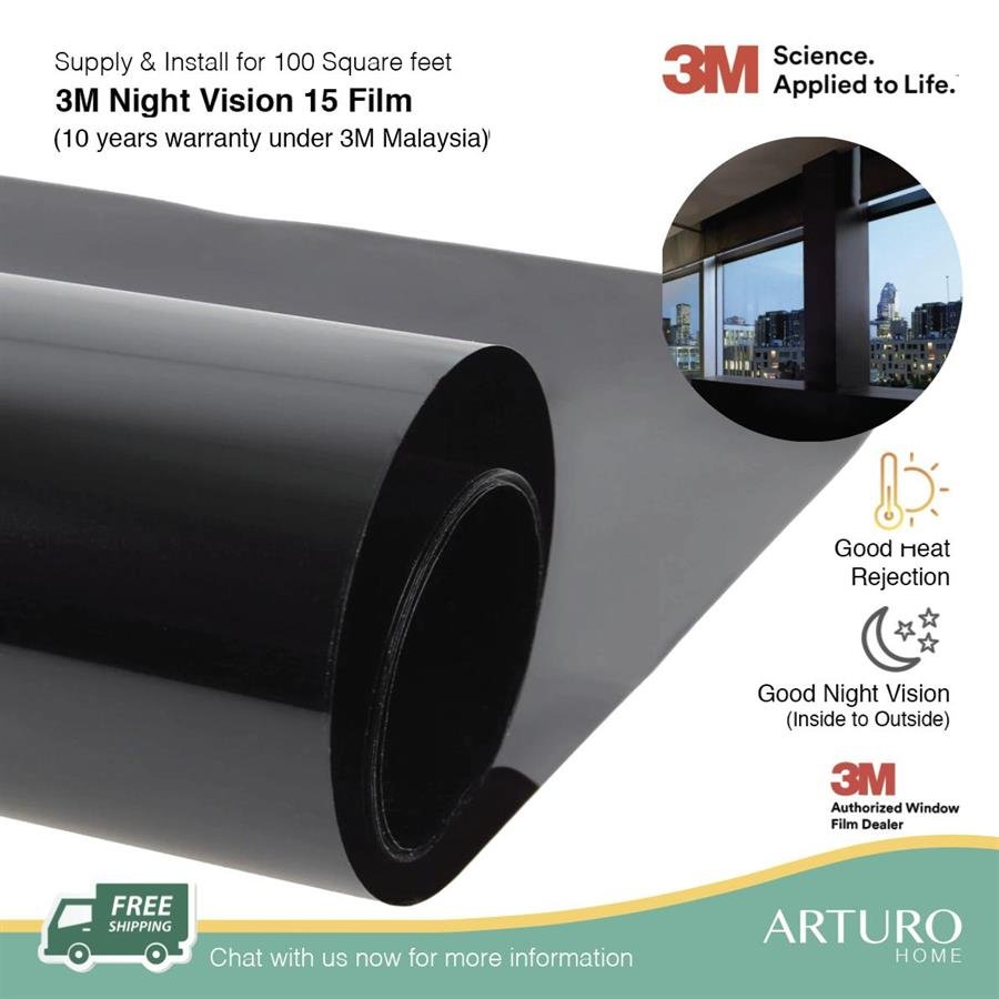 Supply Install 3m Night Vision 15 25 35 Window Film For 100 Square Feet Window Tinting Service 3m Window Film Window Treatment Free Shipping Installation For West Malaysia Building Materials Online