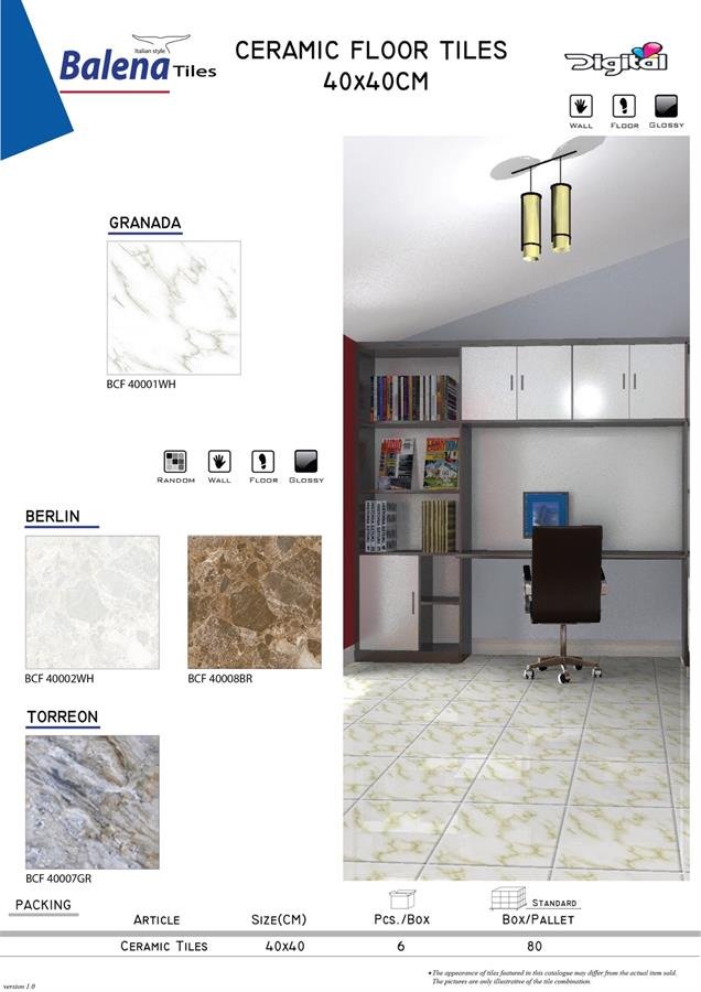 Balena Ceramic Wall Tiles 40X40cm Granada / Berlin / Torreon