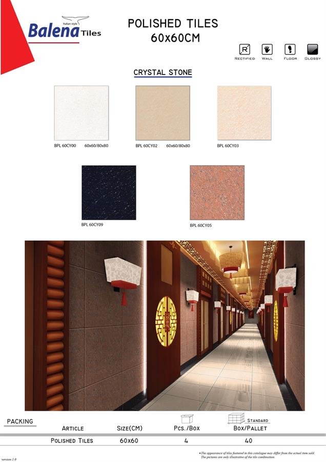 Balena Polished Tiles 60X60cm Crytal Stone
