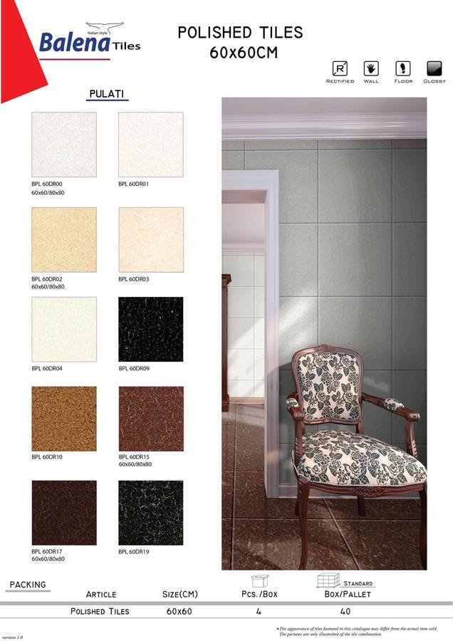 Balena Polished Tiles 60X60cm Pulati