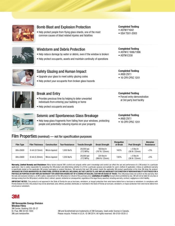 Supply & Install 3M Scotchfield Ultra 600/ 800 Safety & Security Film for 100 square feet/ Window Tinting Service/ 3M Window Film/ Window Treatment (FREE Shipping & Installation for West Malaysia)