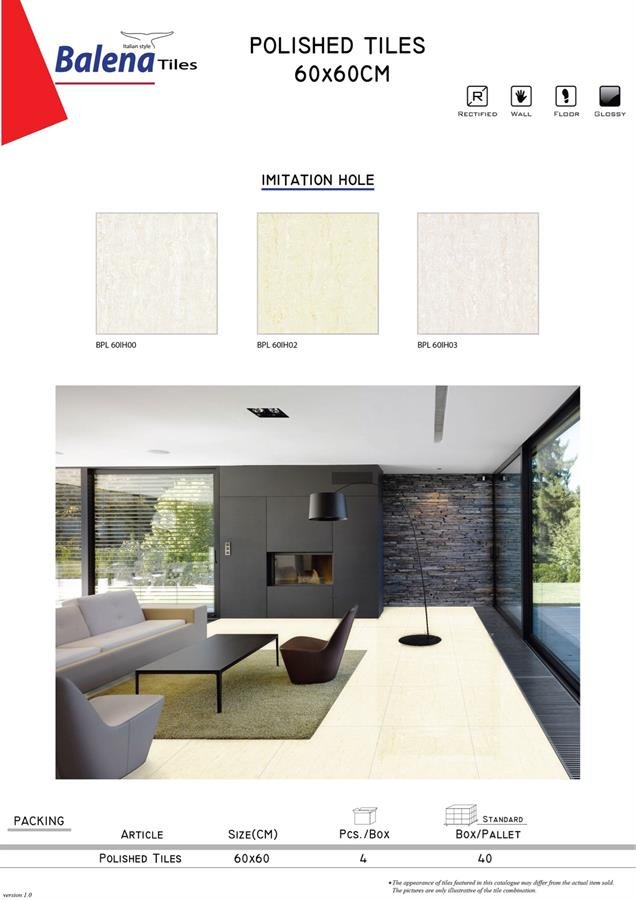 Balena Polished Tiles 60X60cm Imitation Hole