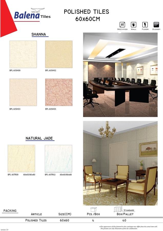 Balena Polished Tiles 60X60cm Shanna / Natural Jade