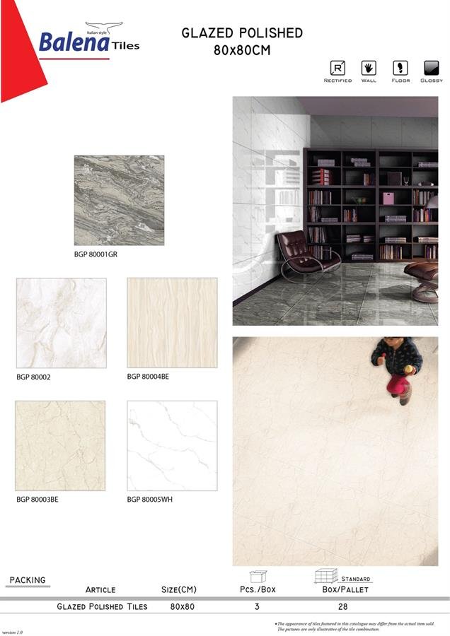 Balena Tiles Glazed Polished 80X80cm