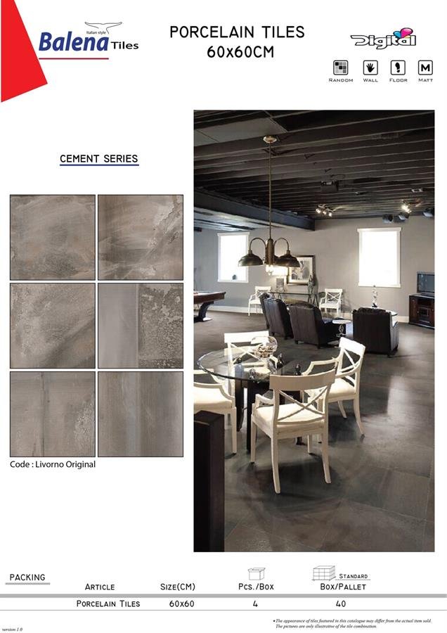 Balena Porcelain Tiles 60X60cm Cement Series