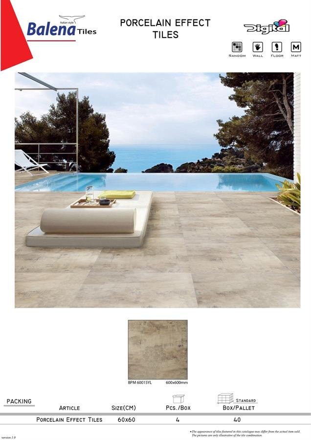 Balena Porcelain Effect Tiles 60X60cm