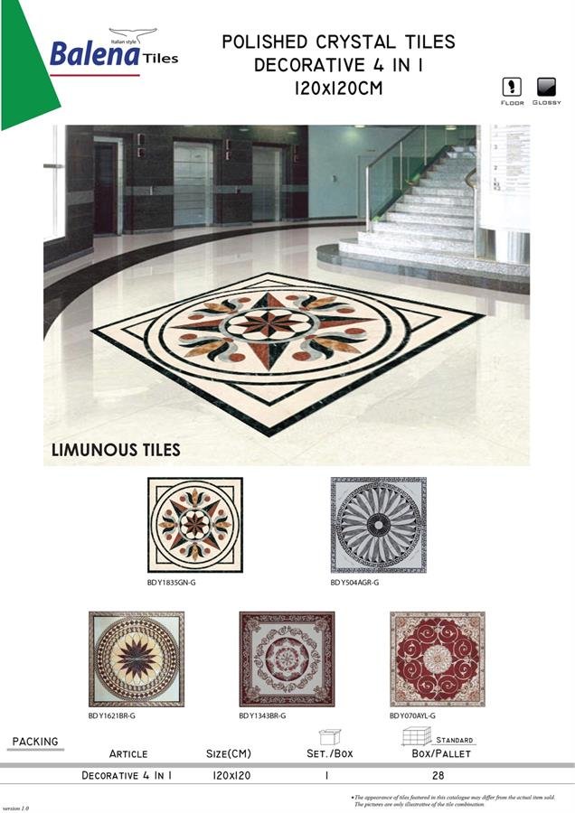 Balena Polished Crystal Times Decorative 4 In 1 120X120cm Luminous Tiles