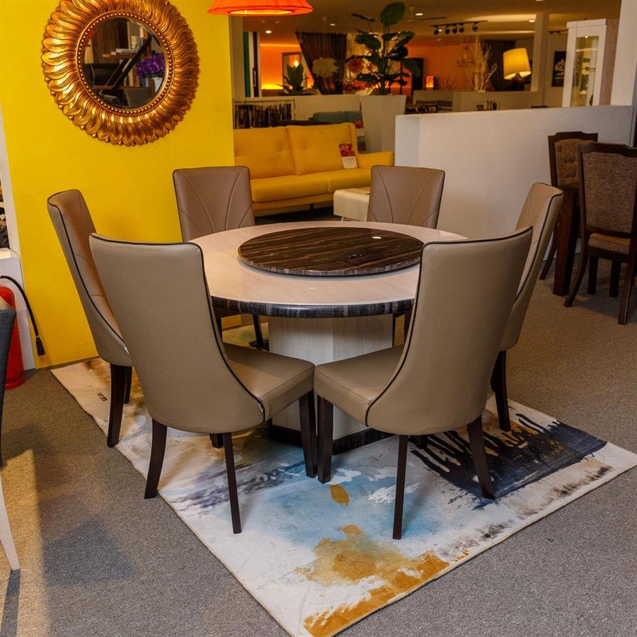 Round Marble Dining Set 1+6