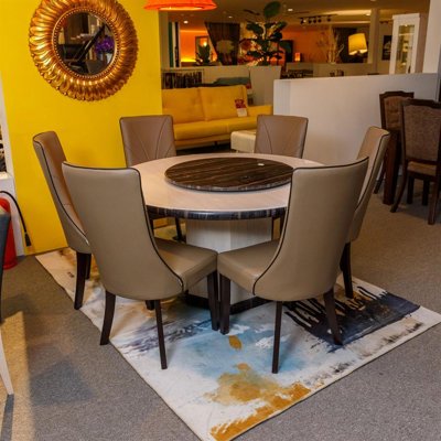 Round Marble Dining Set 1+6