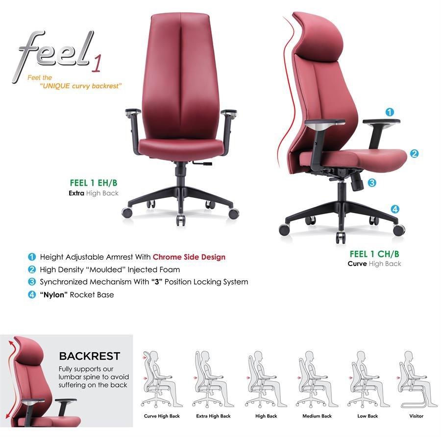 Office Chair Feel 1 High Back (Red)
