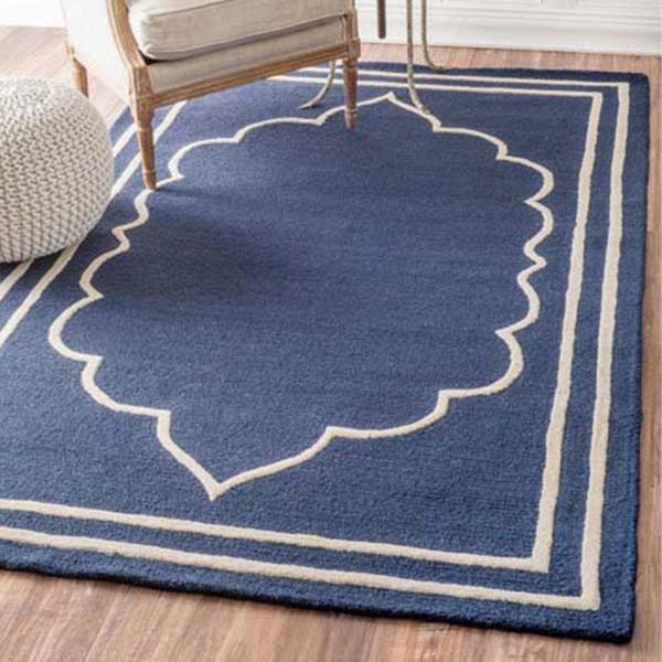 Kelly Handmade Abstract Fancy Border Blue Rug (Pre-Order) [RG292]