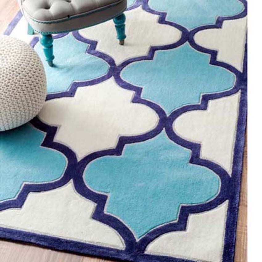 Safa Luna Morrocan Trellis White Blue Rug (Pre-Order) [RG210]