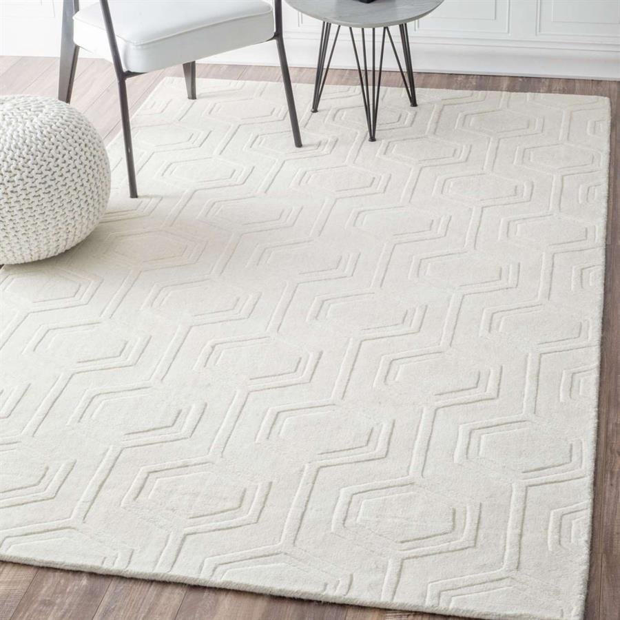 Safa Monochrome Hexagon White Rug (Pre-Order) [RG176]