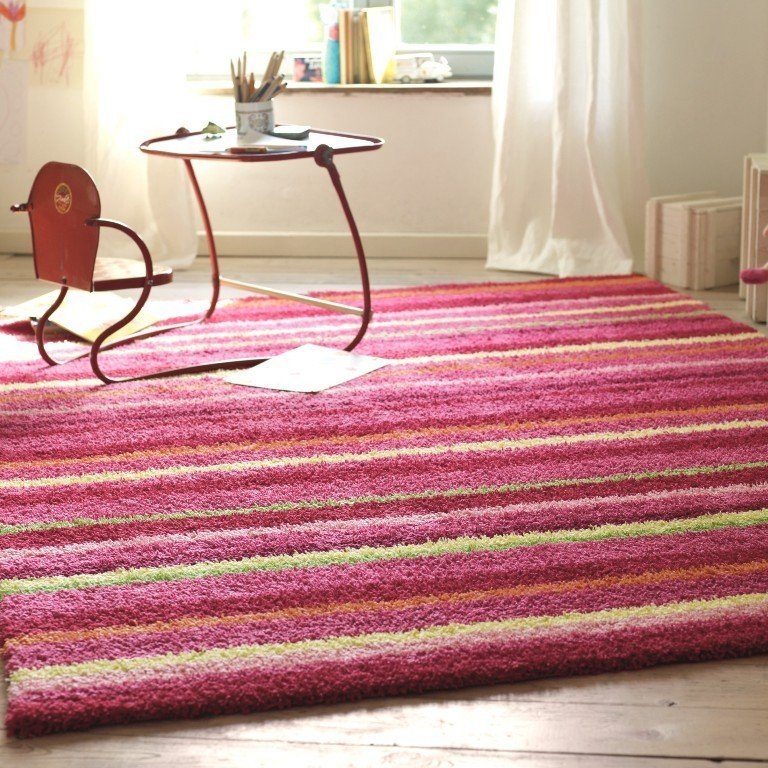 Chloe Pink Stripe Handmade Rugs (Pre-Order) [RG142]