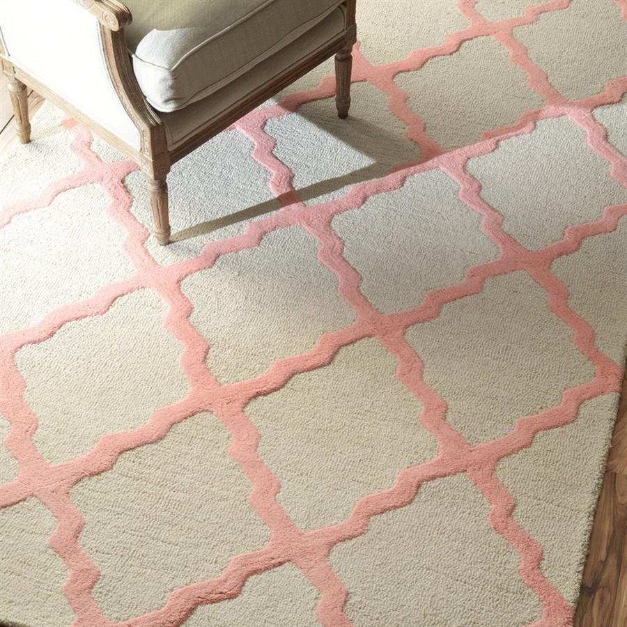 Shag Trellis Grey and Pink Stripe Rugs (Pre-Order) [RG077]