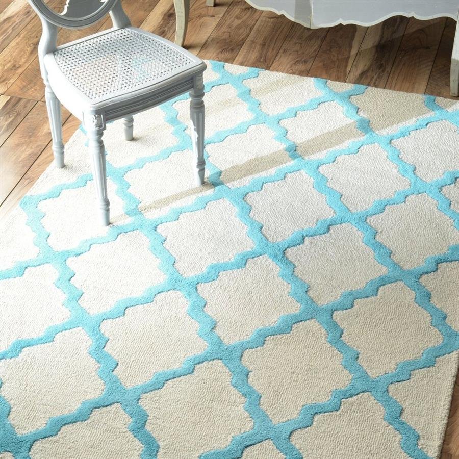 Shag Trellis Grey and Blue Stripe Rugs (Pre-Order) [RG076]