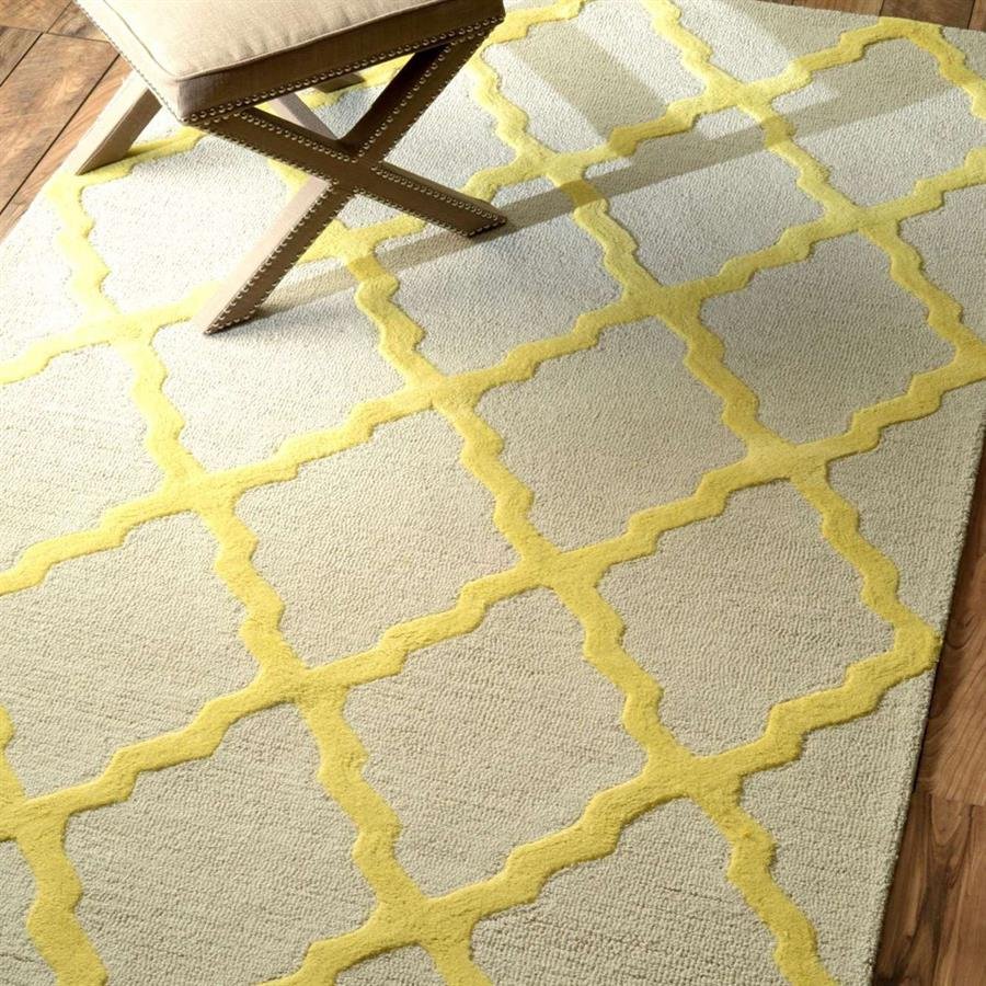 Shag Trellis Grey and Yellow Stripe Rugs (Pre-Order) [RG074]