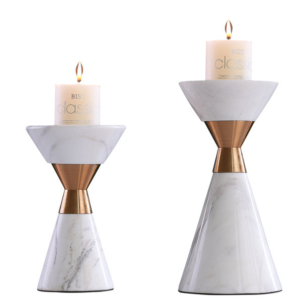 DECO 029 Volakas Italy Marble Candlestick 2 Piece