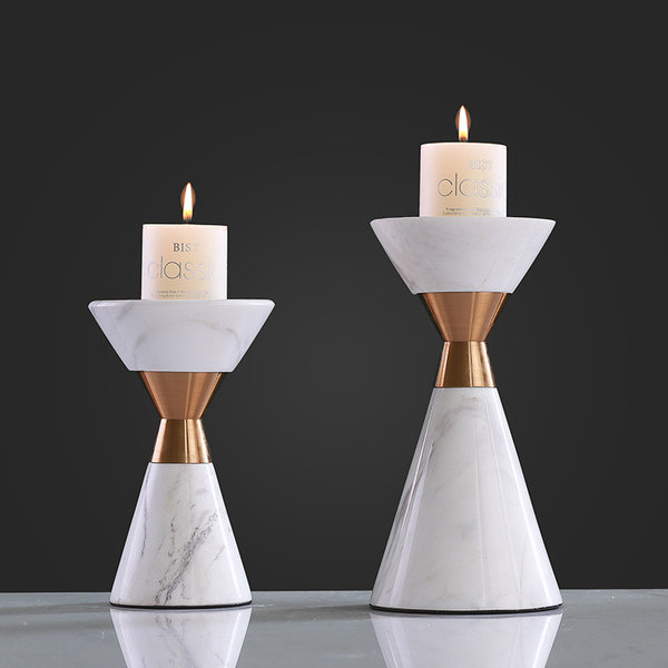 DECO 029 Volakas Italy Marble Candlestick 2 Piece