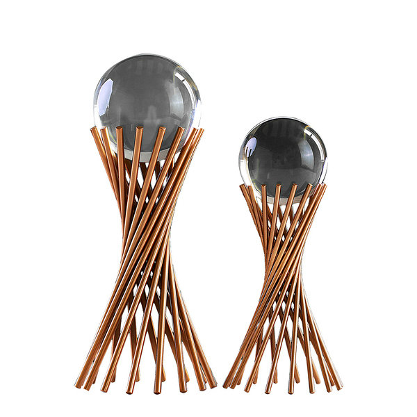 DECO 028 Crystal Ball with Rose Gold Stand Display Set 2 Piece