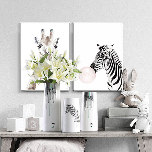 HA 015 Zebra Ceramic Vase Set 3 Piece